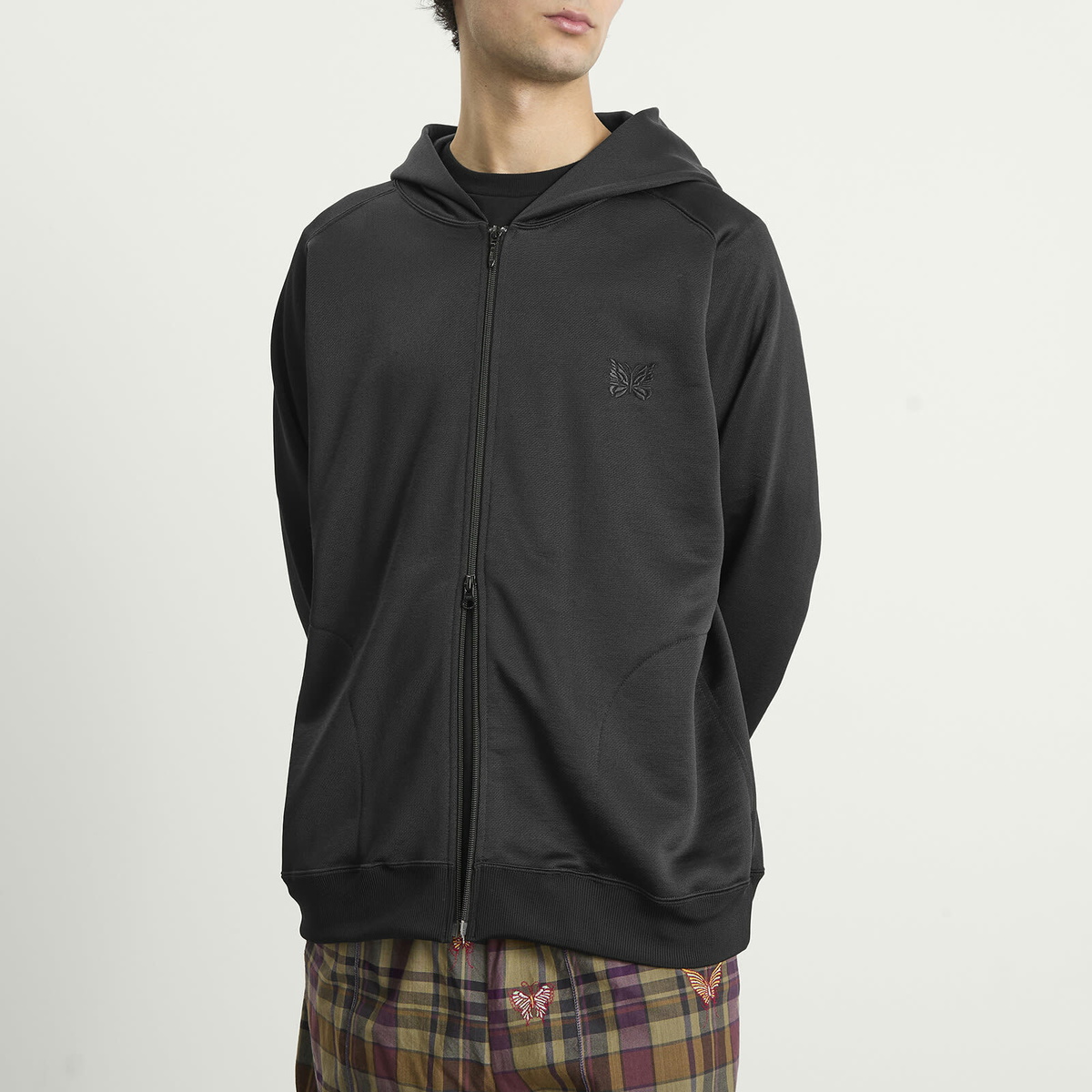 Needles Men's Bright Jersey Zip Hoodie in Black