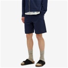 Wax London Men's Linton Pleat Seersucker Shorts in Navy