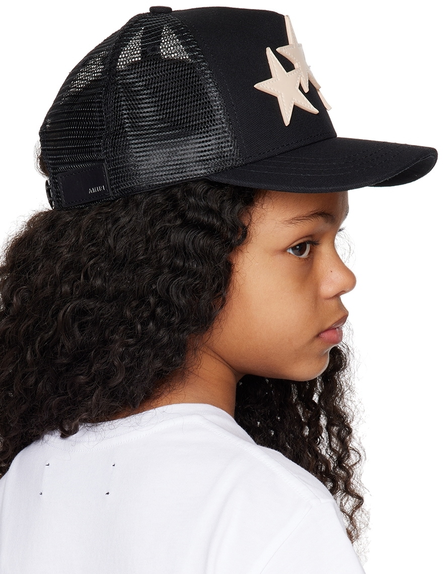 AMIRI Kids Black Three Star Trucker Cap Amiri