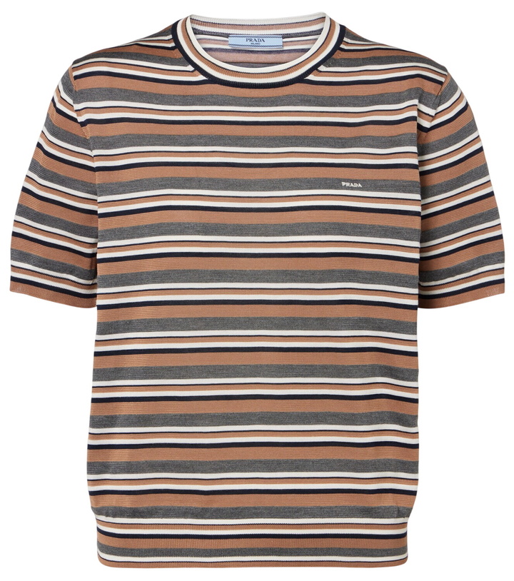 Photo: Prada Striped cotton and silk T-shirt