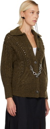 Simone Rocha Khaki Sculpted Chunky Knit Chain Detail Cardigan