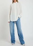 Calvin Klein Amari Draped-trim Silk Shirt White