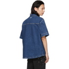 MSGM Blue Denim Embroidered Shirt