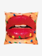 Seletti Multicoloured Mouth With Pins Printed Cushion