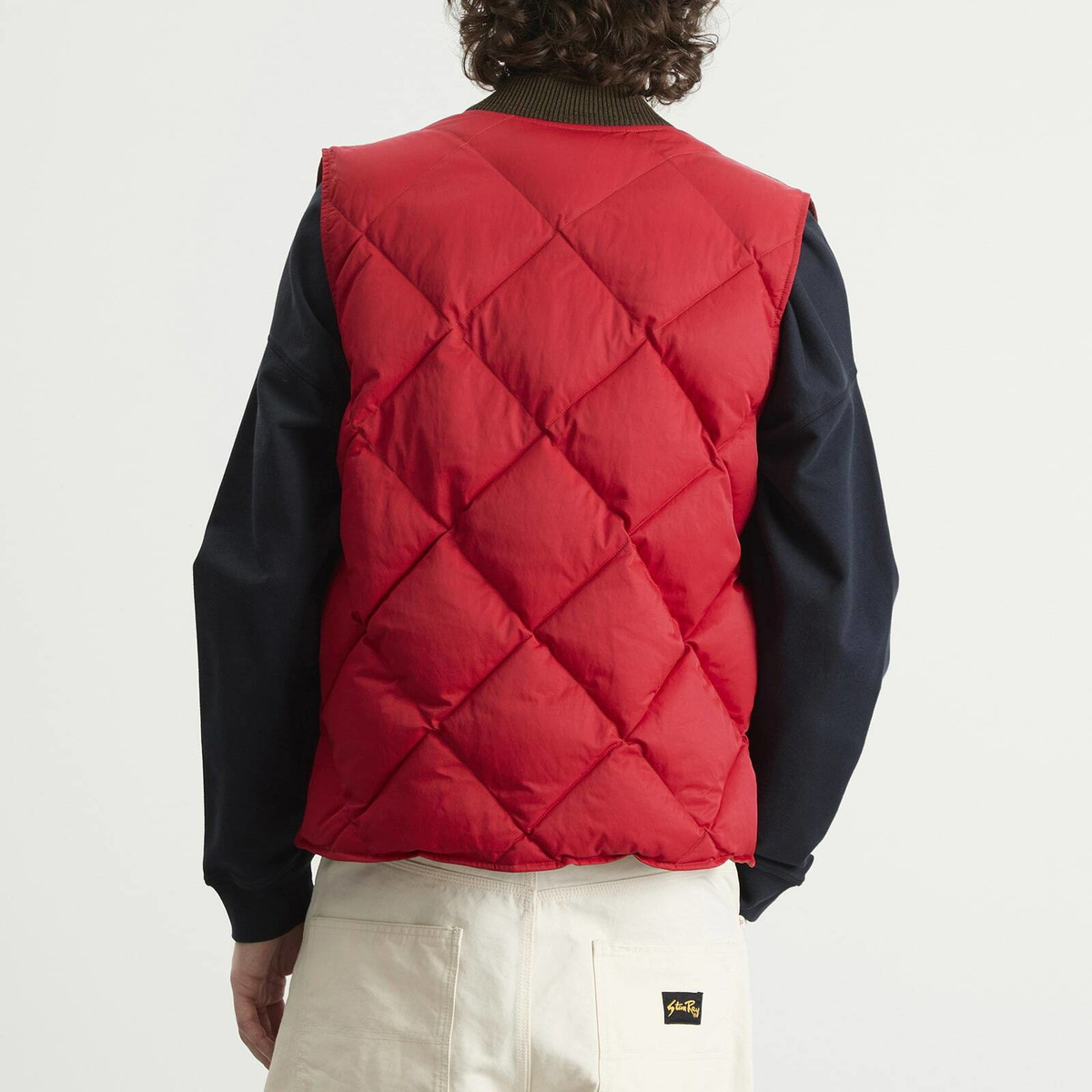 RRL Men's Down William Vest in Vintage Orange