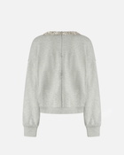 Pinko Sweatshirt With Jewel Embroidery On The Neck Drizzle Grey