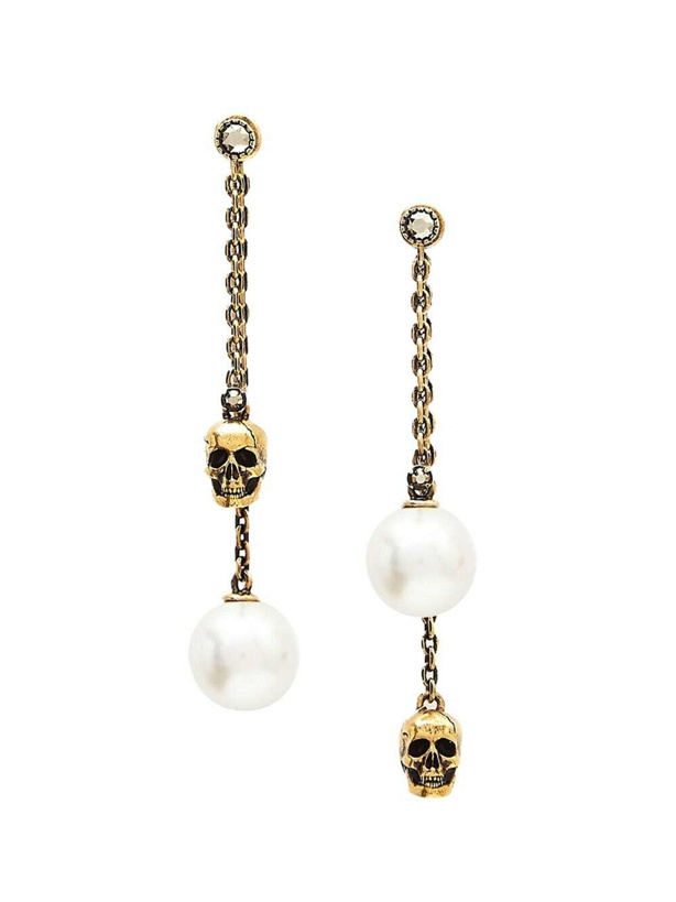 Photo: Alexander Mcqueen Pearl Like Skull Chain Drop Earring