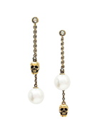 Alexander Mcqueen Pearl Like Skull Chain Drop Earring