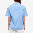 Hommegirls Women's Short Sleeve Pocket Shirt in Blue/White Stripe