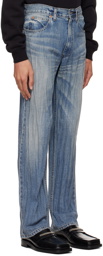 Martine Rose Blue Crinkle Jeans