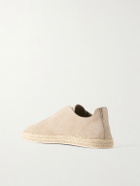 Zegna - Triple Stitch™ Leather-Trimmed Suede Slip-On Sneakers - Neutrals