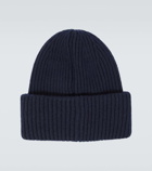 Moncler Leather-trimmed cashmere beanie