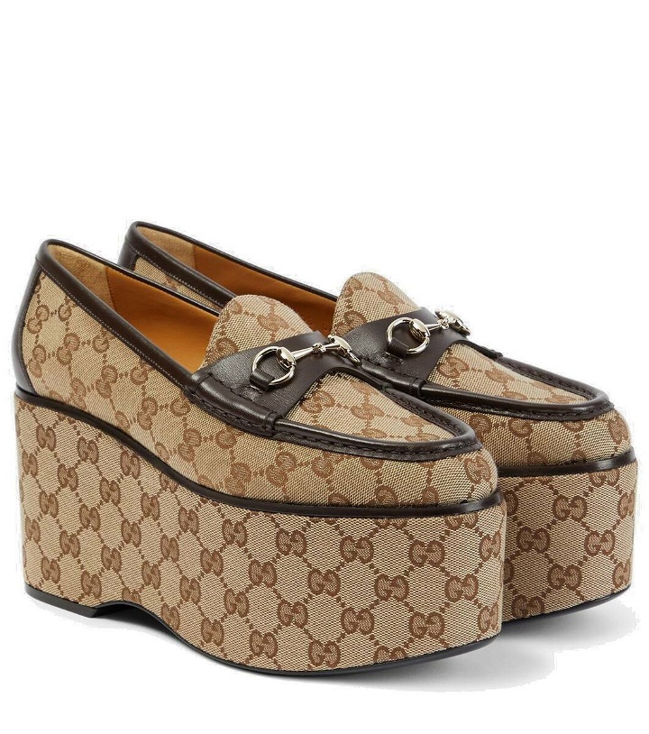 Photo: Gucci Horsebit GG canvas platform loafers
