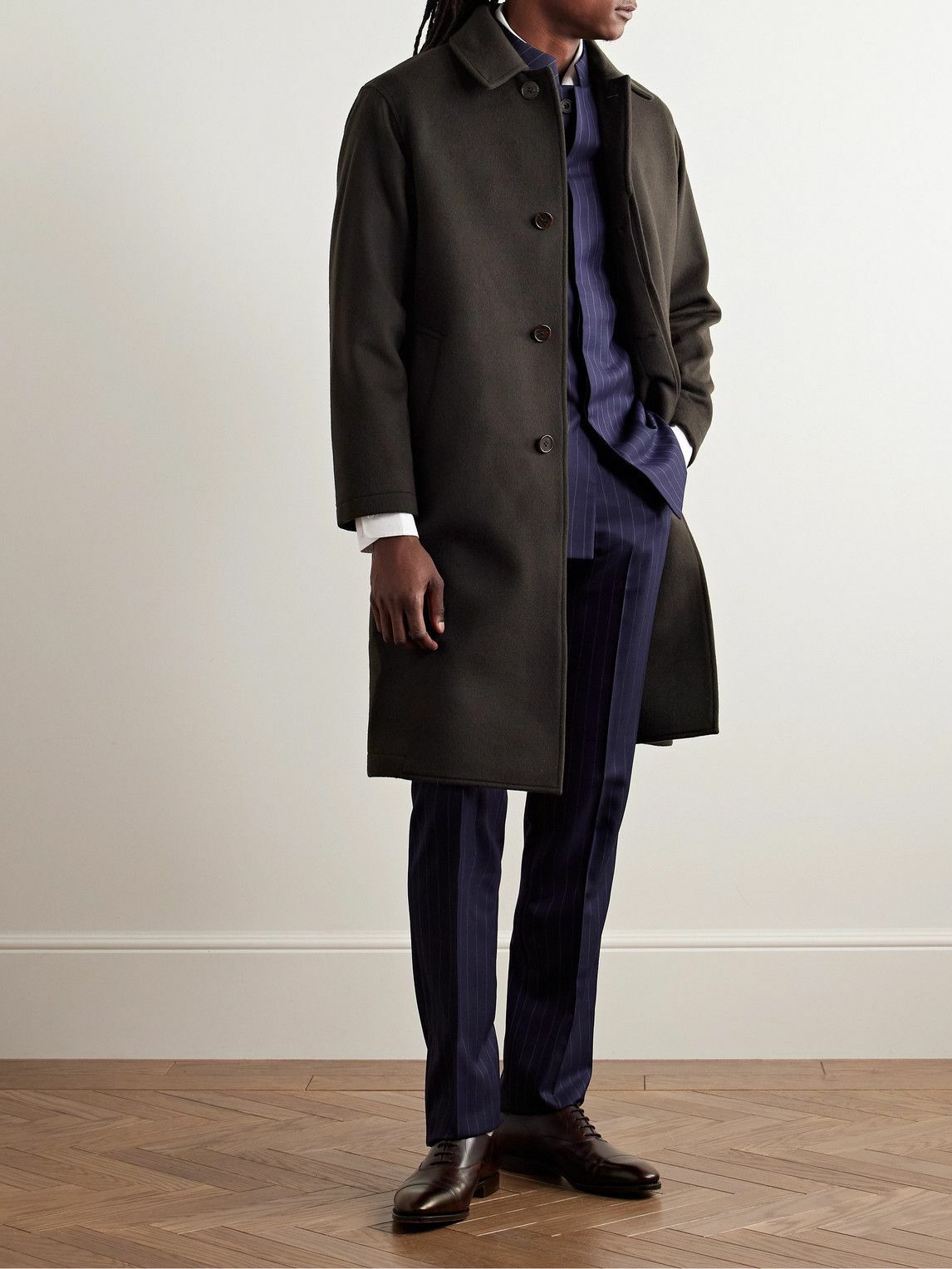 Kingsman - Belted Wool and Cashmere-Blend Felt Coat - Brown