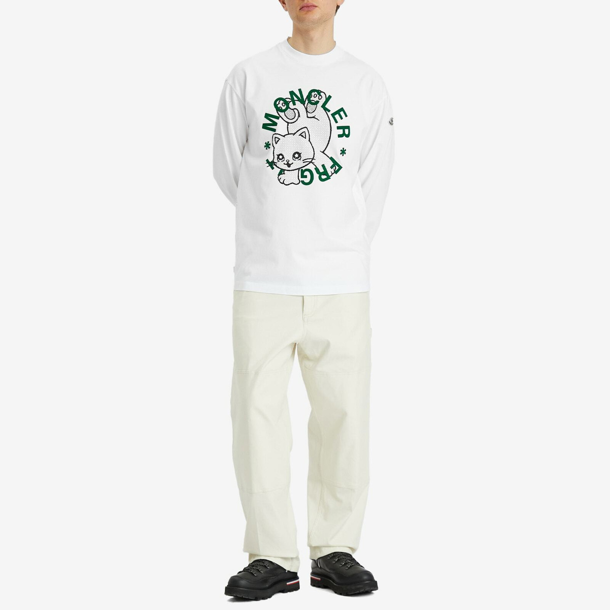 Moncler Men's Genius x FRGMT Print Long Sleeve T-Shirt in White