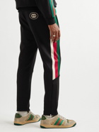 GUCCI - Straight-Leg Striped Webbing-Trimmed Jersey Sweatpants - Black