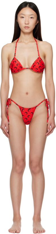 Photo: Marine Serre Black & Red Swimwear Jersey Bikini