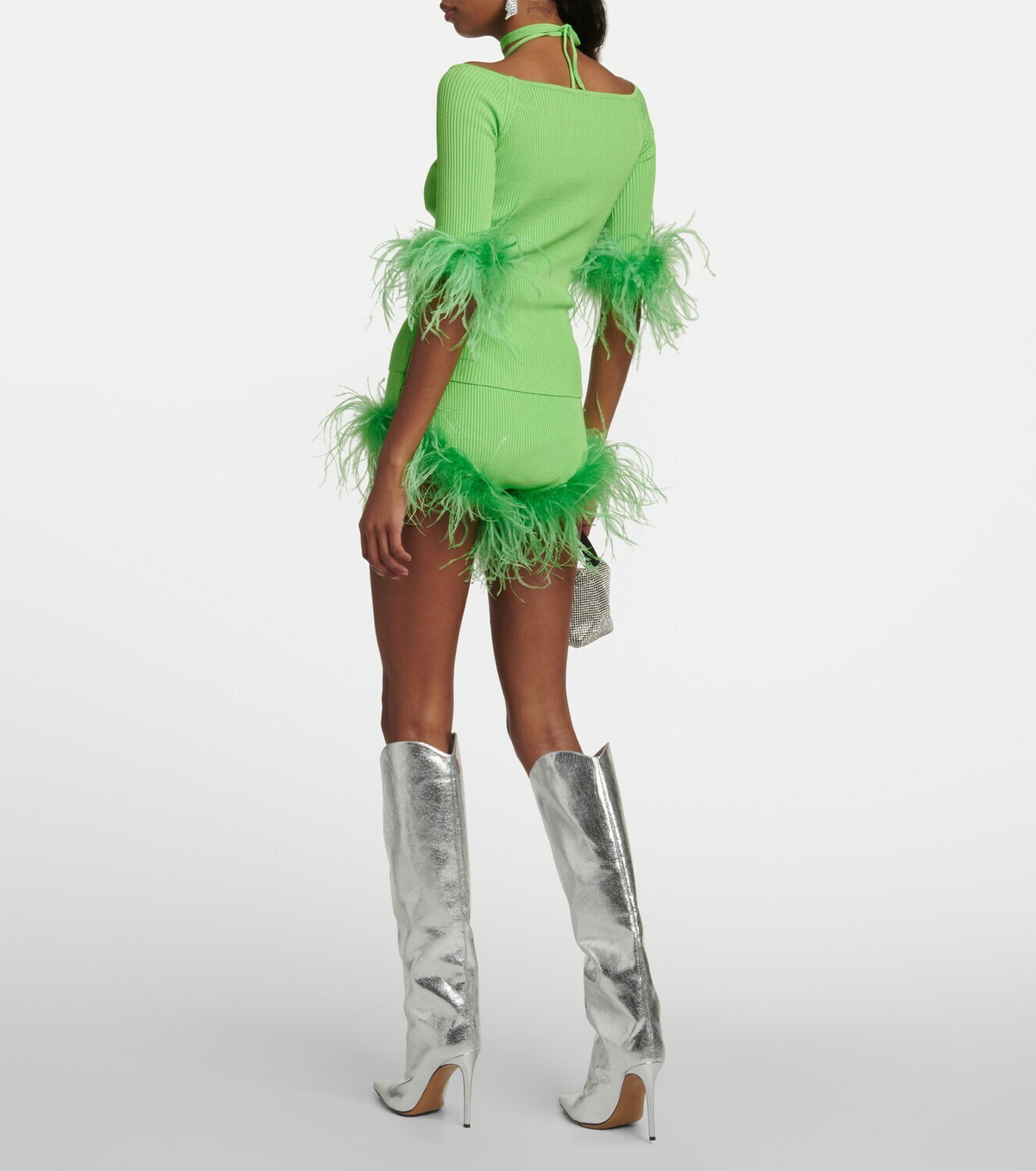Giuseppe di Morabito Feather-trimmed knitted top