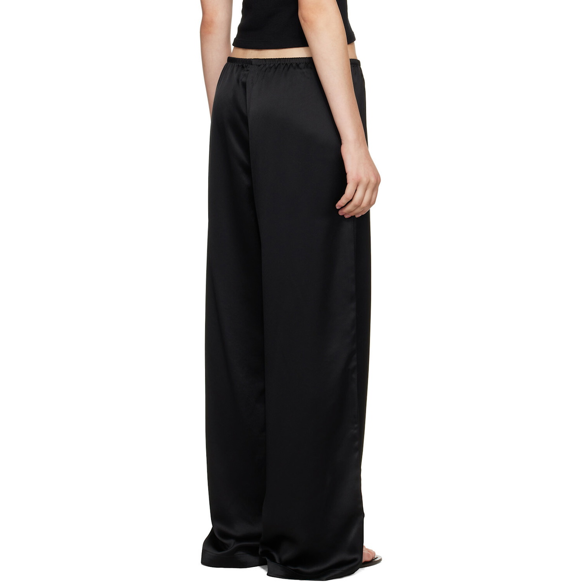 LESET Black Barb Wide Leg Lounge Pants