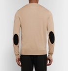 Maison Margiela - Slim-Fit Suede Elbow-Patch Cotton and Wool-Blend Sweater - Men - Camel