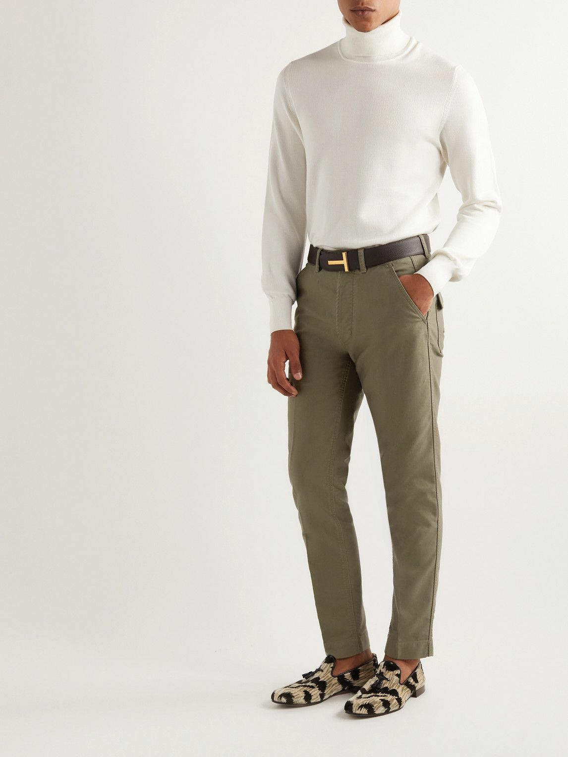 TOM FORD - Straight-Leg Pleated Cotton-Satin Trousers - Green TOM FORD