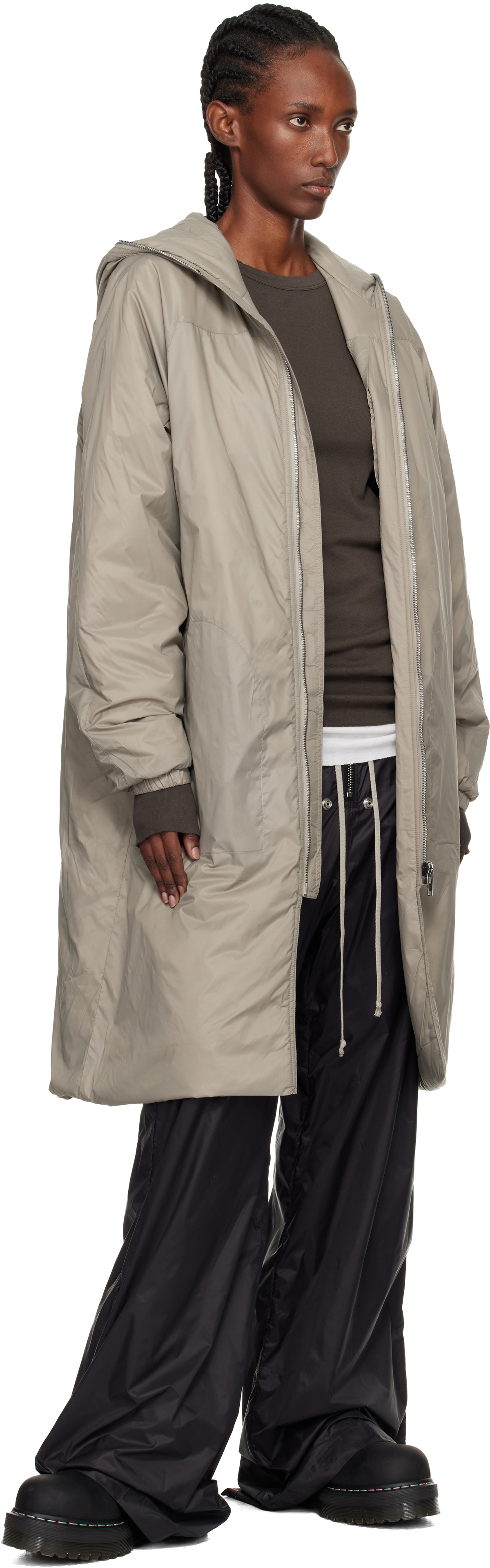 Rick Owens DRKSHDW Taupe Concordians Sealed Windbreaker Coat
