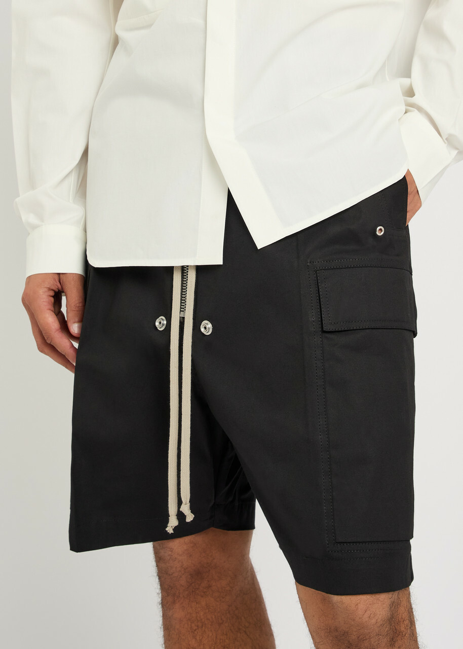 Rick Owens Cargobela Stretch-cotton Cargo Shorts Black