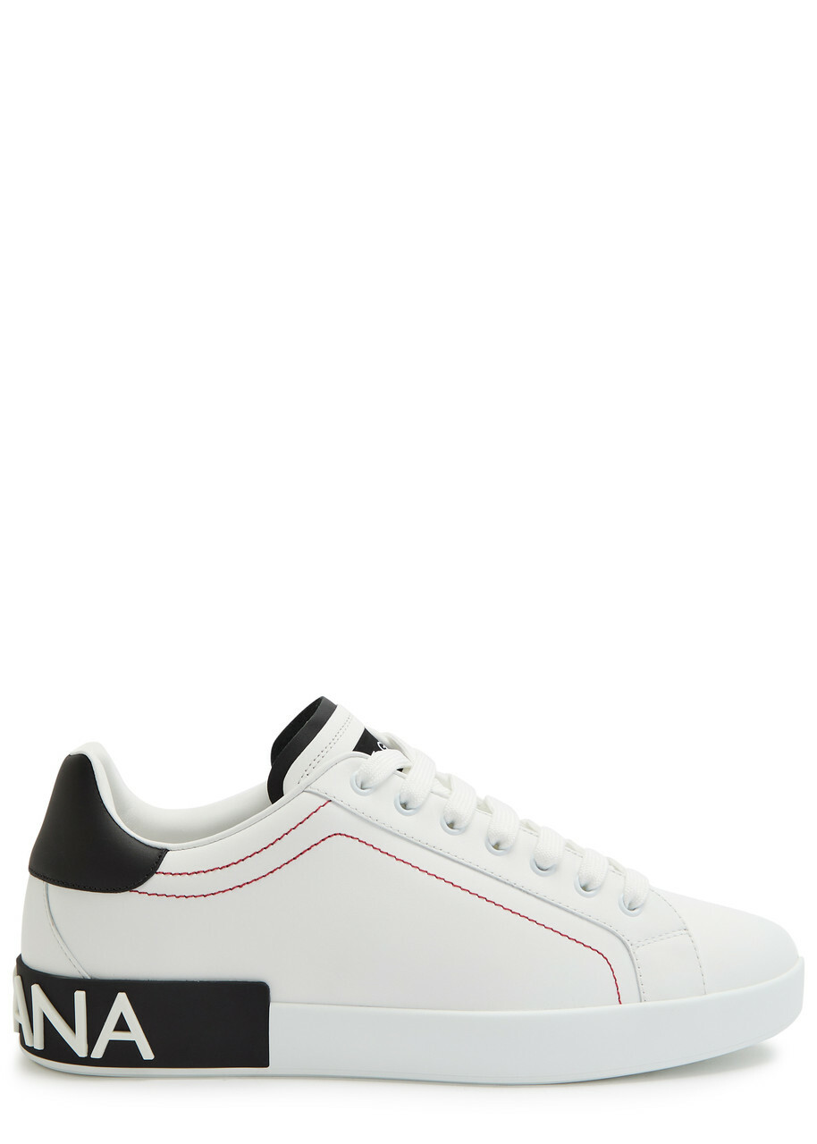 Dolce & Gabbana Portofino Panelled Leather Sneakers White And Black