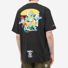 Men's AAPE x Smurfs Face Smurf T-Shirt in Black