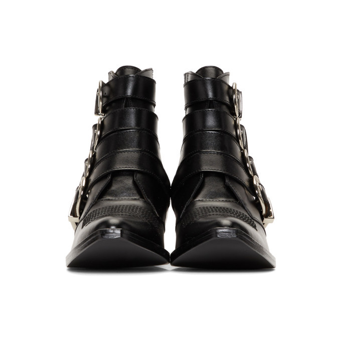 Toga Pulla Black Four Buckle Western Boots Toga Pulla
