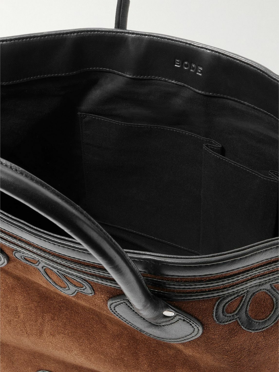 BODE - Leather-Trimmed Suede Tote Bag