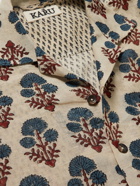 Karu Research - Camp-Collar Panelled Printed Linen Shirt - Neutrals
