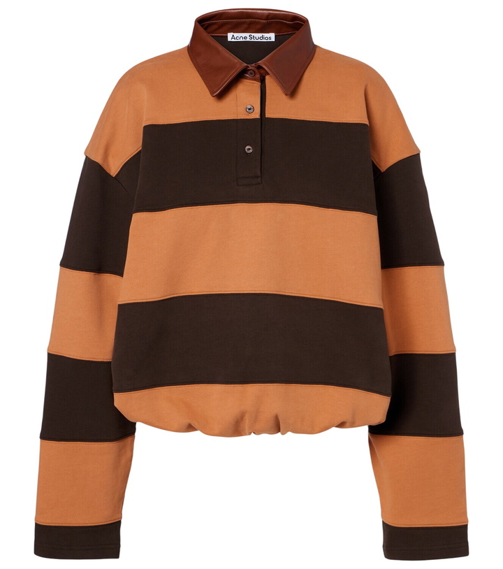 Photo: Acne Studios Folio striped cotton fleece polo sweatshirt