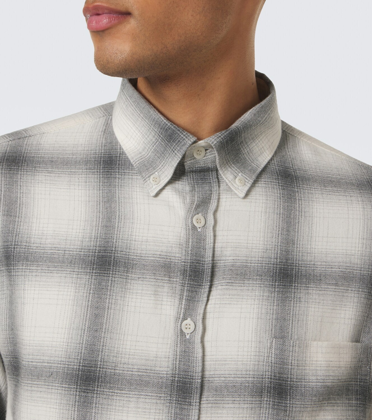 Sunspel Checked cotton flannel shirt