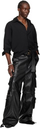 LU'U DAN Black Zip Faux-Leather Cargo Pants