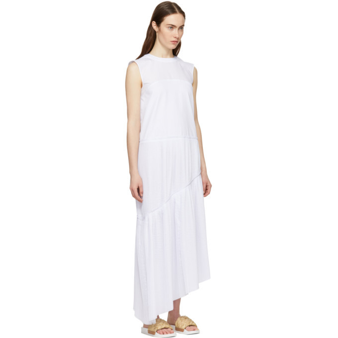Cedric Charlier White Ruffle Asymmetric Dress