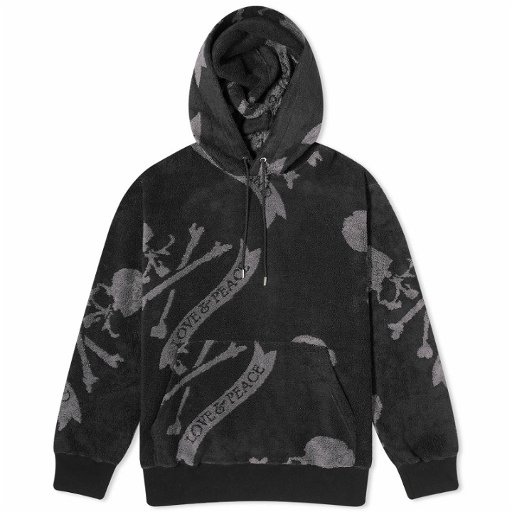 Photo: MASTERMIND WORLD Men's Terry Cloth All Over Skull Hoodie in Black/Charcoal