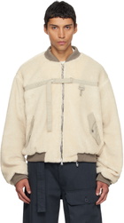Reese Cooper Beige Sherpa Fleece Bomber jacket
