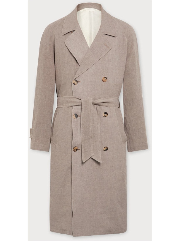 Photo: De Bonne Facture - Washed Linen and Wool-Blend Trench Coat - Gray