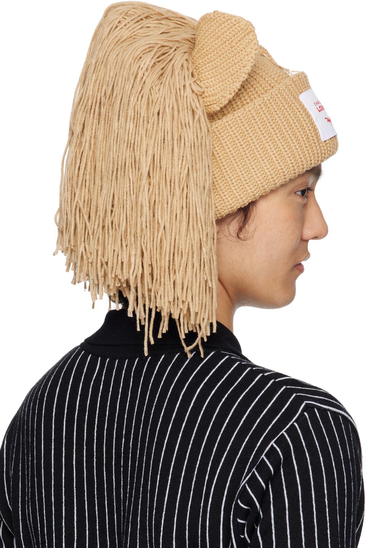 帽子 CHARLES JEFFREY LOVERBOY Lion Beanie Charles Jeffrey LOVERBOY Beige Supersized Lion Beanie Charles