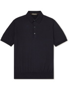 LORO PIANA - Knitted Cotton Polo Shirt - Blue