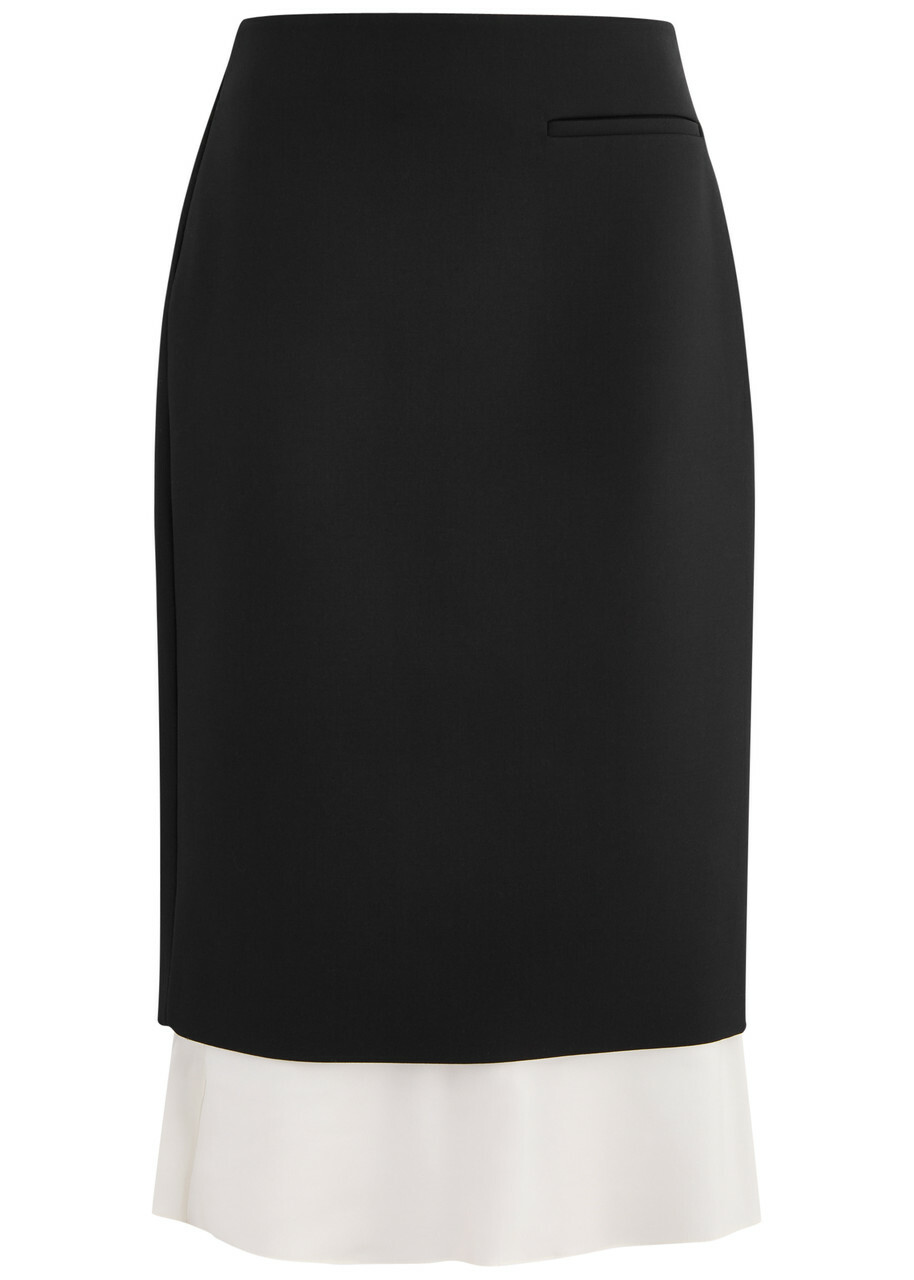 Rohe Layered Silk-satin and Woven Midi Skirt Black