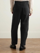Kartik Research - Fauji Belted Embroidered Cotton-Twill Trousers - Black