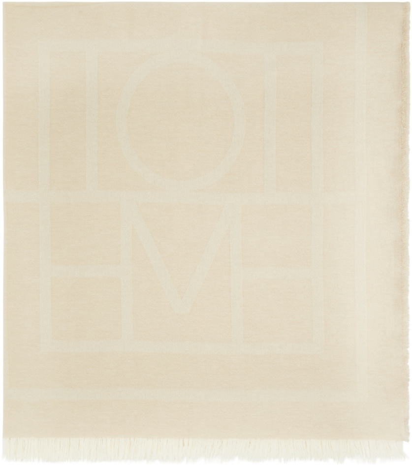 TOTEME Beige Monogram Wool Cashmere Scarf