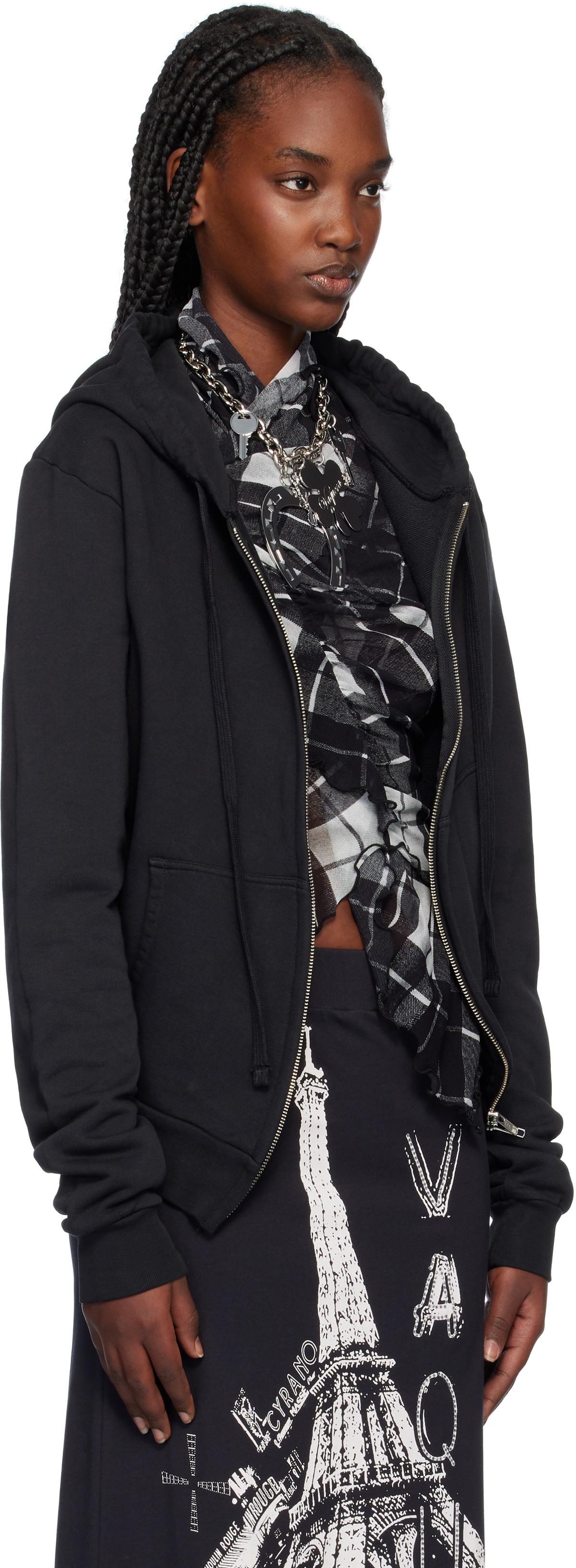 VAQUERA Black Twisted Rose Hoodie