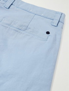 NN07 - Crown 1005 Straight-Leg Garment-Dyed Stretch-Cotton Twill Shorts - Blue