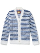 Marni - Striped Brushed Mohair-Blend Cardigan - Blue