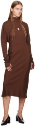Mame Kurogouchi Brown Random Midi Dress