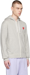 Comme des Garçons Play Grey Cotton Hoodie