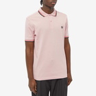 Fred Perry Men's Slim Fit Twin Tipped Polo Shirt in Chalk Pink/Washed Red/Blue